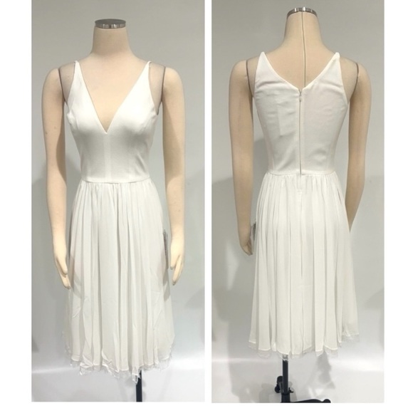 DRESS The Population Alicia Chiffon A-Line V-neck Sleeveless Midi Dress NEW - Picture 9 of 10